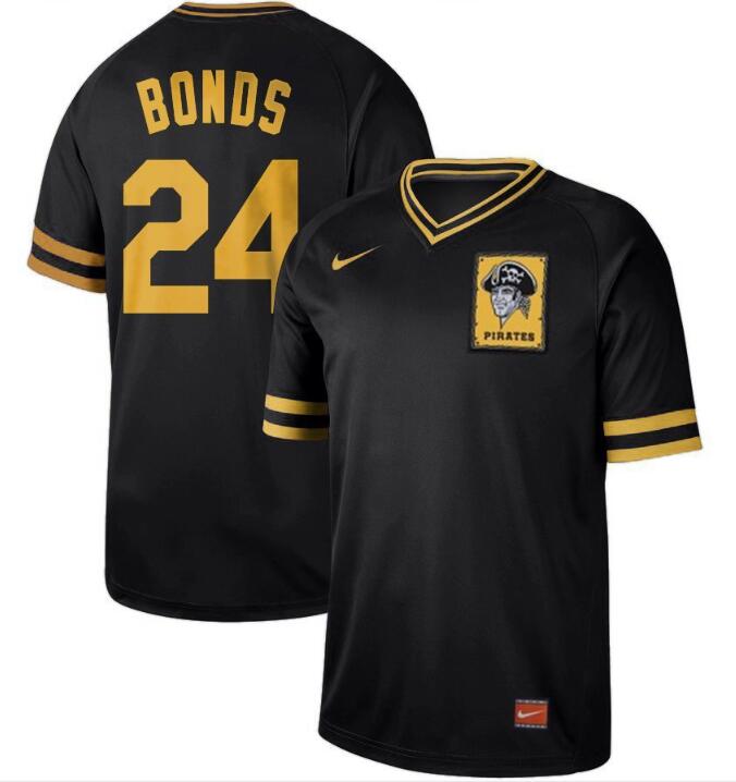 Men's Black Pittsburgh Pirates #24 Barry Bonds Stitched Baseball Jersey